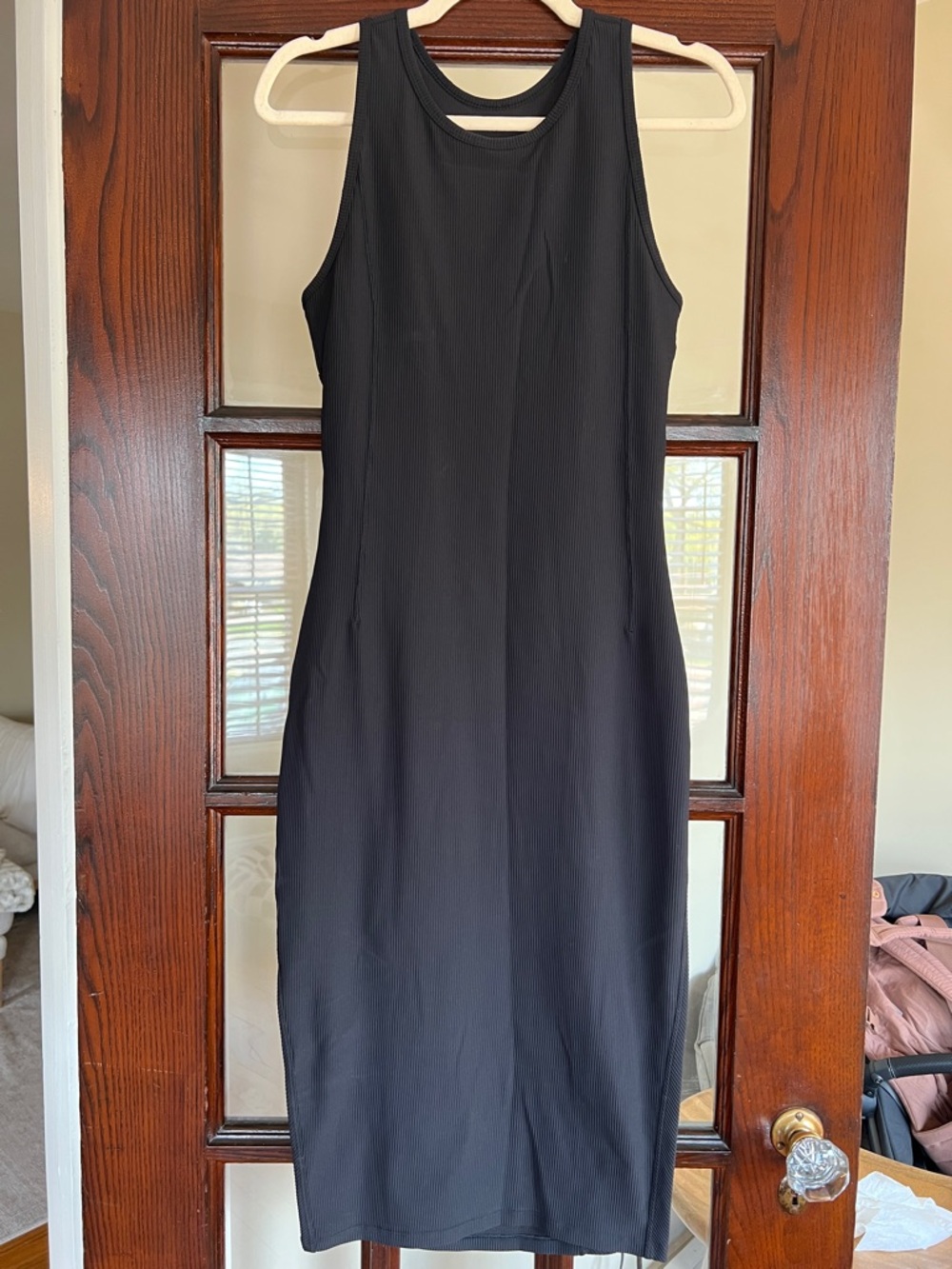 Lululemon Black Ribbed Athleisure Sleeveless Midi Dress
